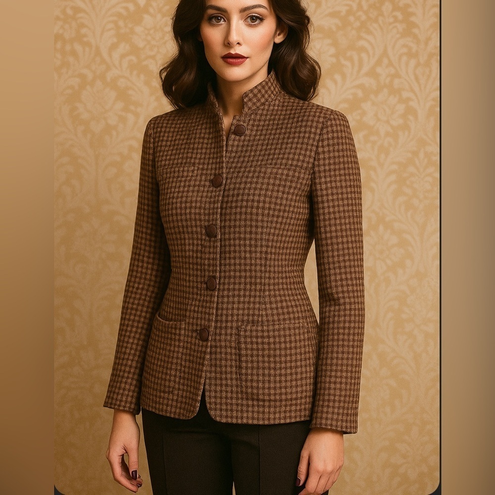 Vintage Christian Dior wool blazer dark academia size 4 preppy retro tweed chic